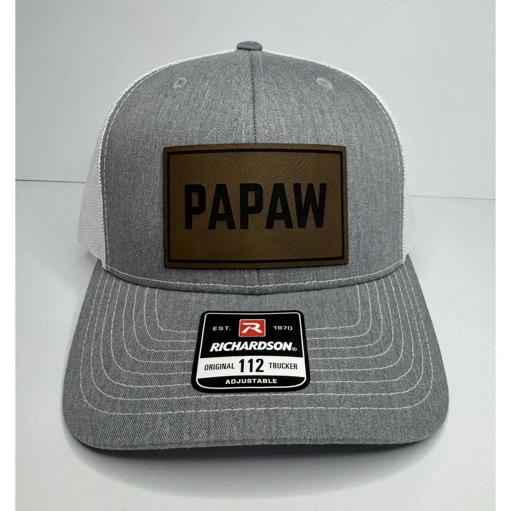 PAPAW Cap Richardson 112 Grey / White Trucker Hat Grandpa Dad Gift New